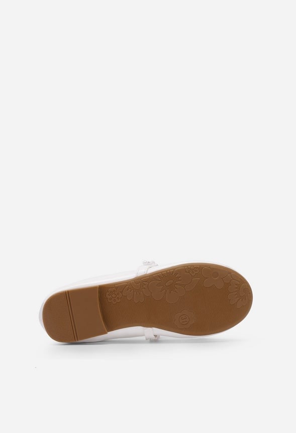Beaded Strap Flats White