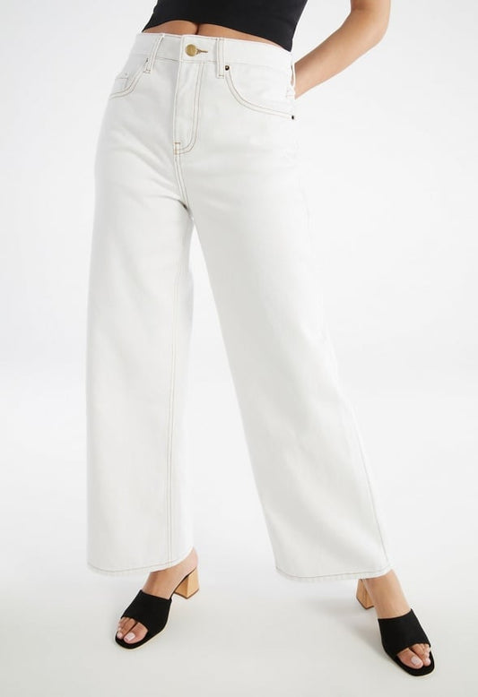 Reagan High Rise Wide Leg Button Jeans Dove