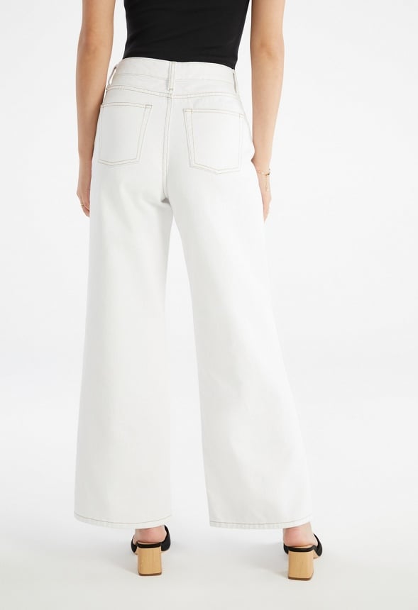 Reagan High Rise Wide Leg Button Jeans Dove
