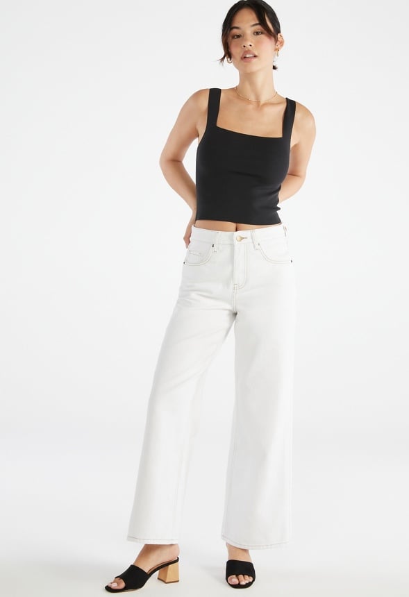 Reagan High Rise Wide Leg Button Jeans Dove