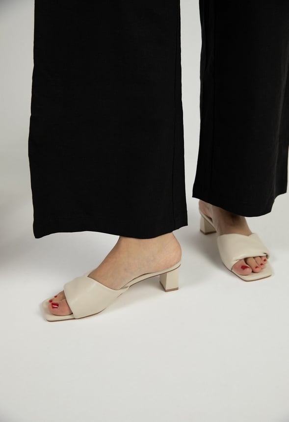 Caroline Mule Heeled Sandal Birch White