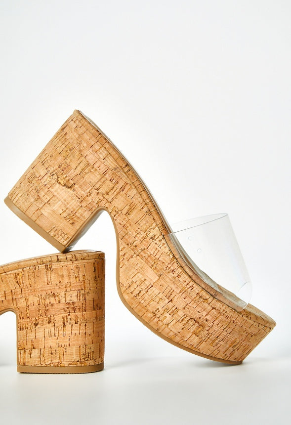 Esmie Block Heeled Platform Sandal Clear