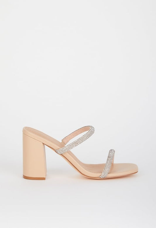 Katy Block Heeled Sandal Nude