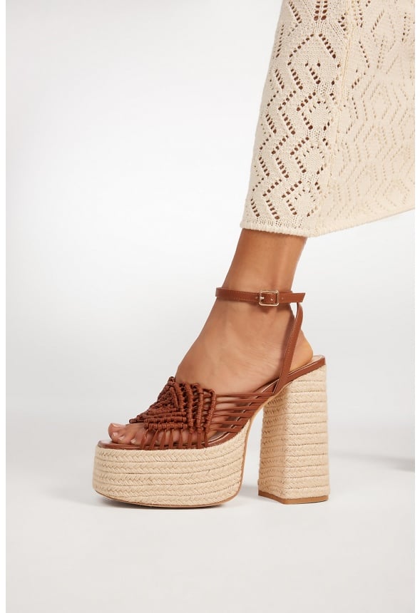 Sandra Platform Sandal Leather Brown