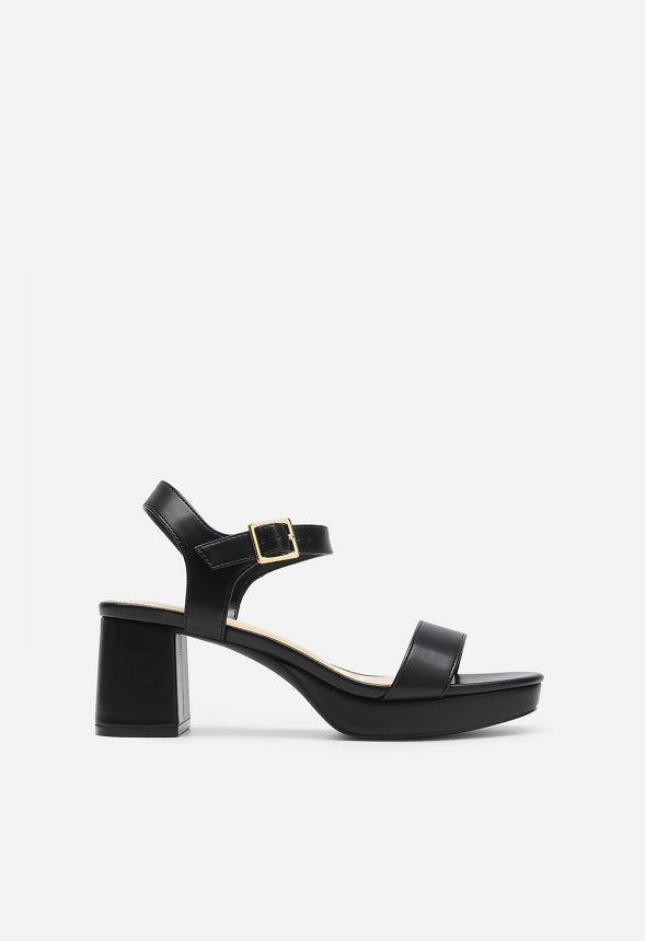 Chunky Block Heeled Sandals Black