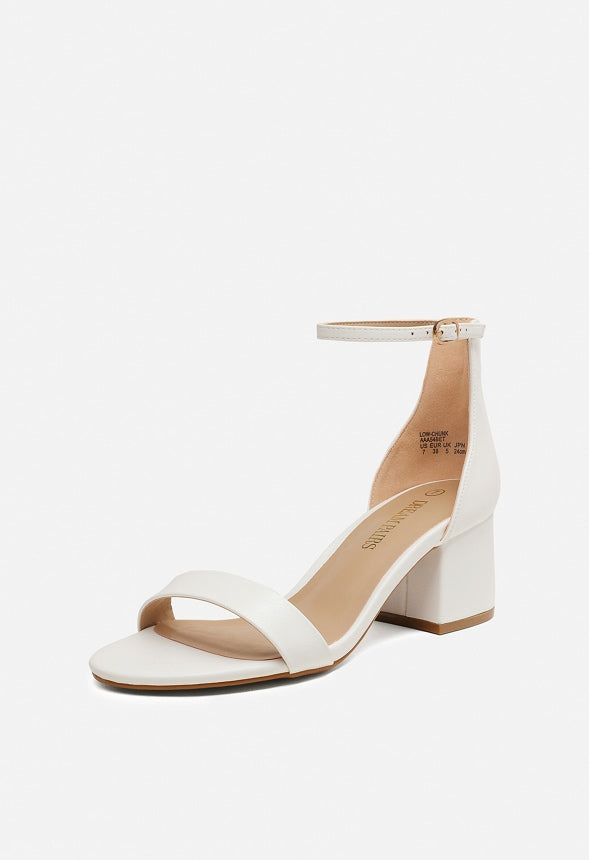 Open Toe Chunky Low Heeled Sandal White