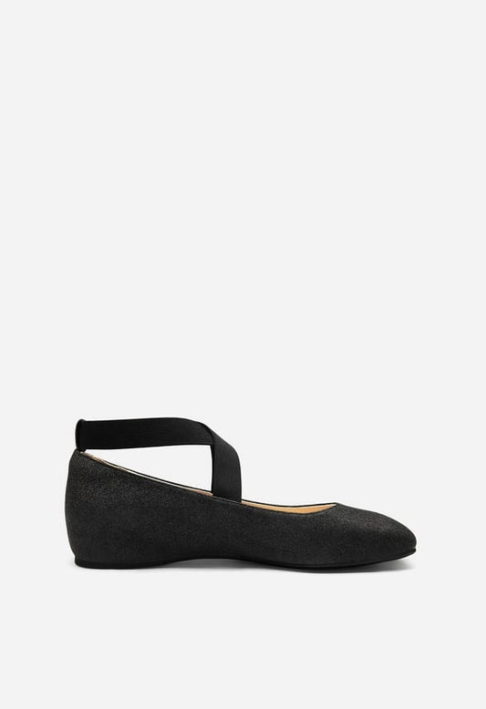 Cross Over Ballet Flat  Black