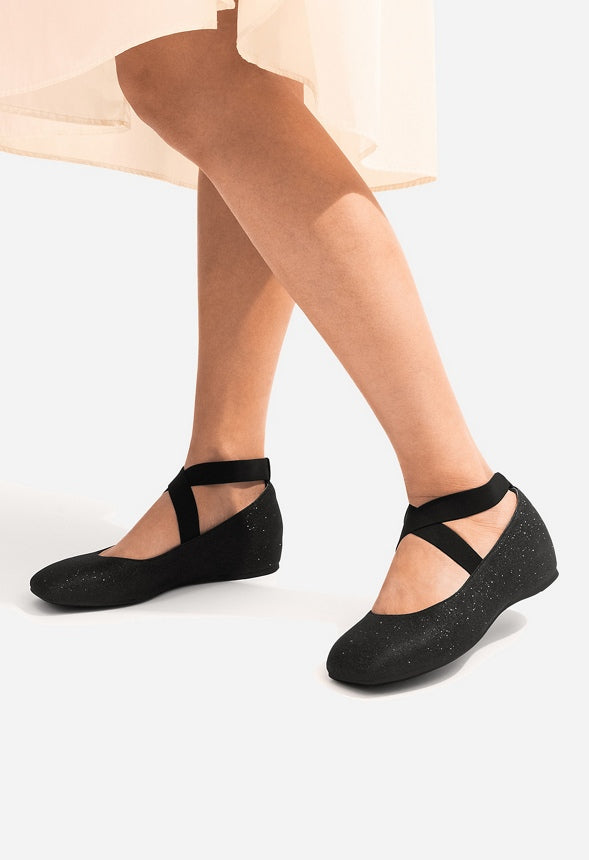Cross Over Ballet Flat  Black