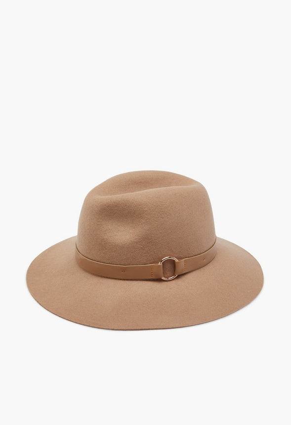 Wool Fedora With Ring Taupe