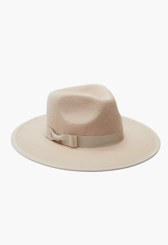Rancher With Grosgrain Bow Hat Birch White
