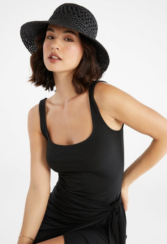 Macrame Bucket Hat Black