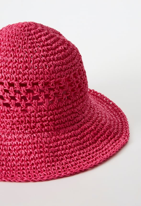 Macrame Bucket Hat Raspberry Sorbet