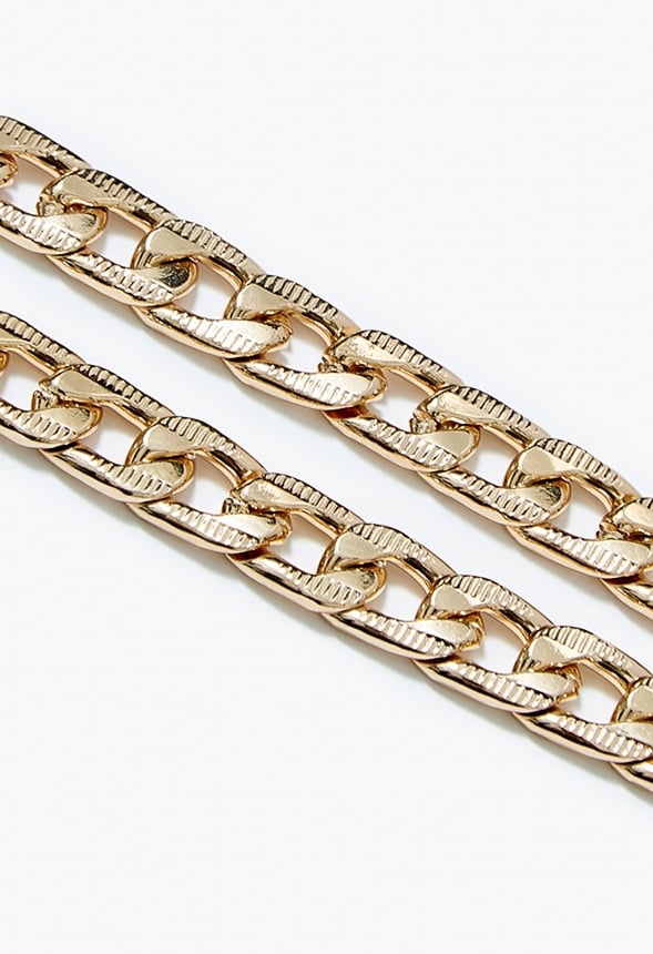 Aliya Etched Chain Necklace And Anklet Set Gold