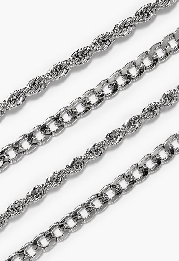 Jada Statement Chain Necklace And Bracelet Set Silver