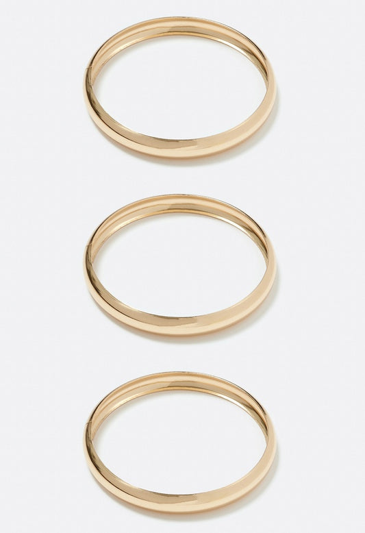 Zayla Smooth Metal Bangle Pack Gold