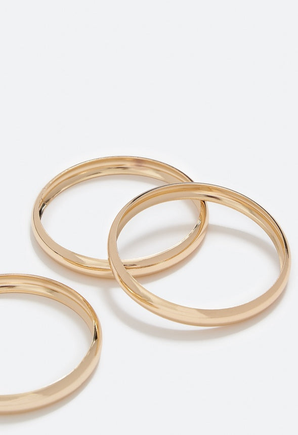Zayla Smooth Metal Bangle Pack Gold