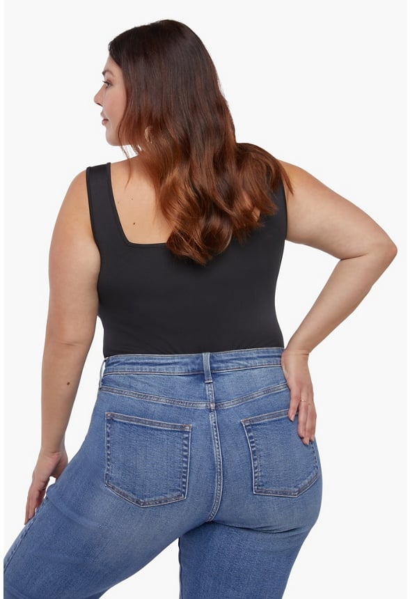 Square Neck Sleeveless Bodysuit Black Caviar