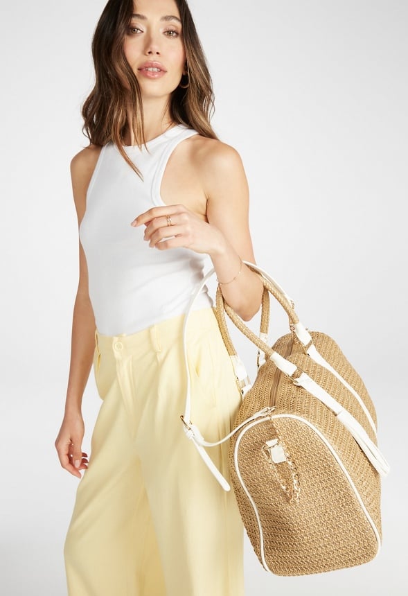 Raffia Weekender Bag Natural