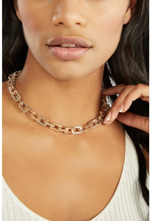 Lana Statement Textured Oval Link Necklace Gold