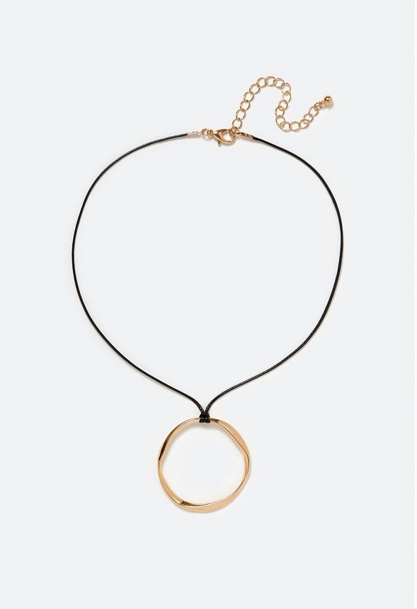 Loa Fine Ring Pendant On Cord Necklace Black/ Gold