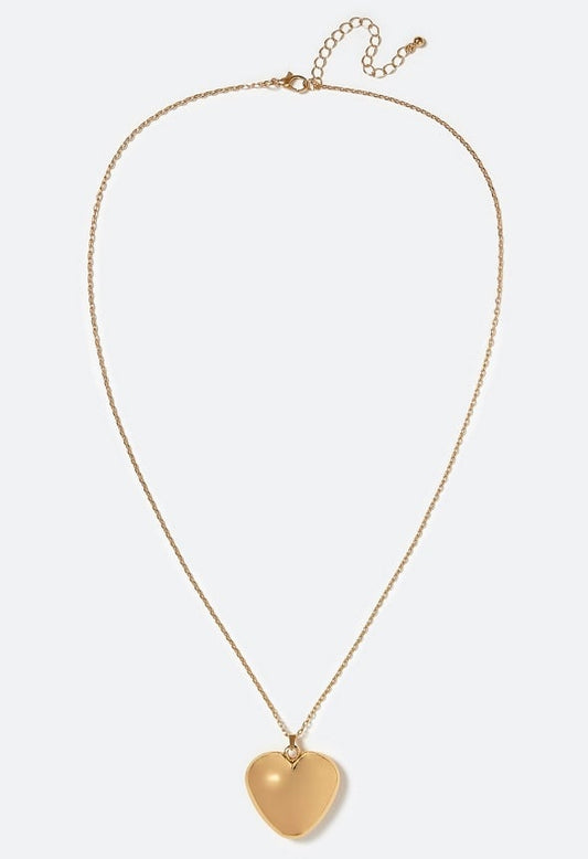 Bebe Smooth Domed Heart Pendant On Fine Chain Necklace Gold