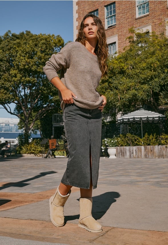 Boyfriend Pullover Crew Neck Sweater Portabella Heather