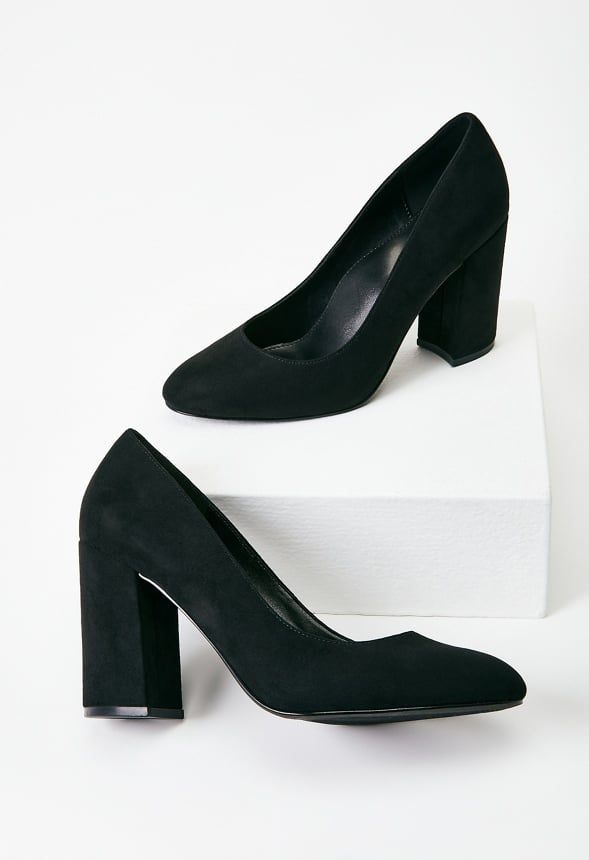 Daphne Block Heel Court Black