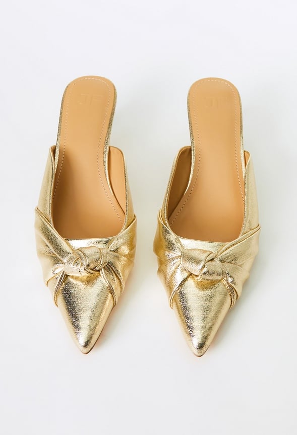 Freya Heeled Mule Pump Gold