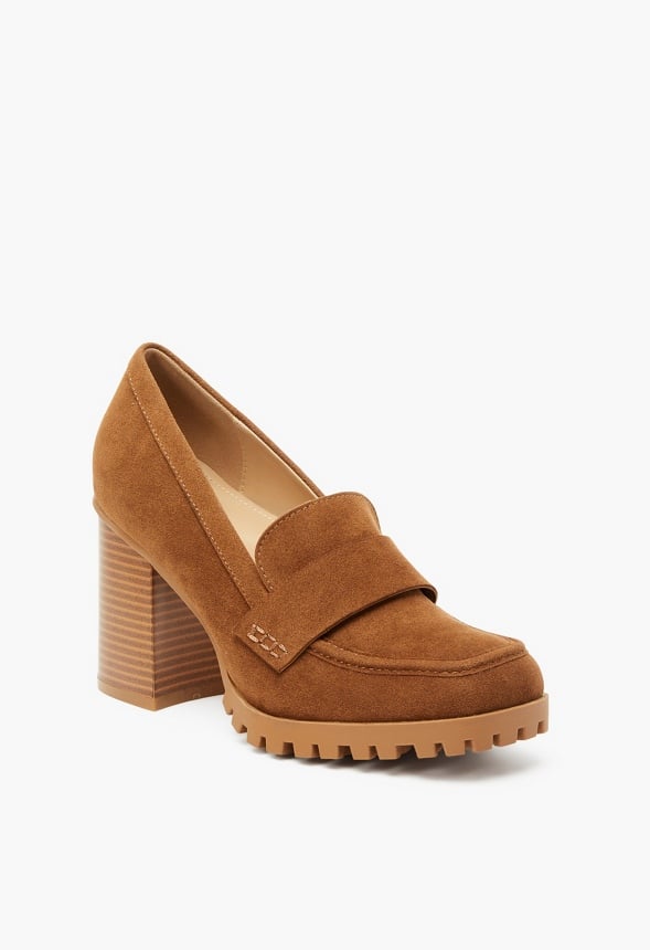 Nora Block Heeled Pump Camel