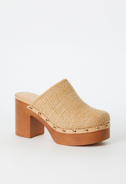 Penelope Block Heeled Mule Natural