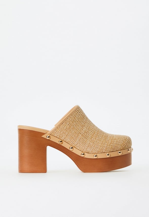 Penelope Block Heeled Mule Natural