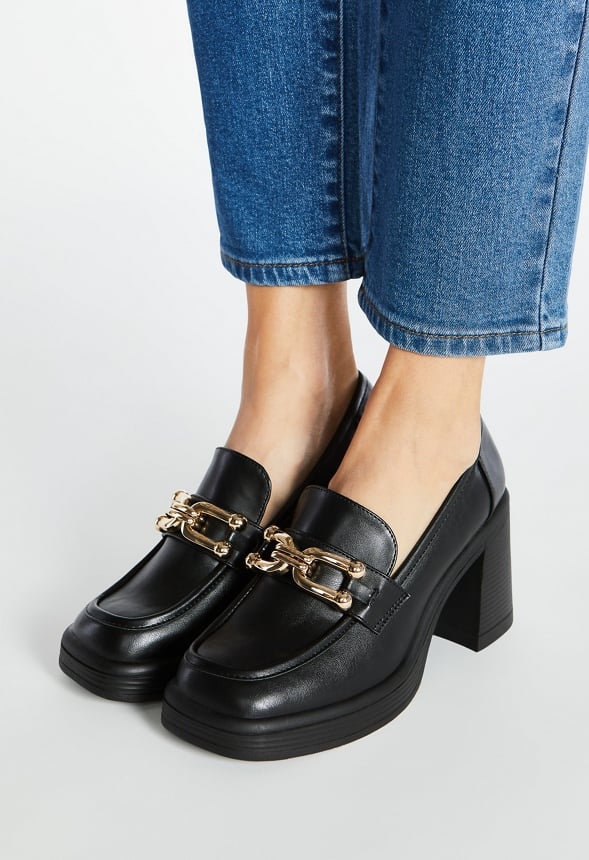 Daria Block Heeled Loafer Court Black