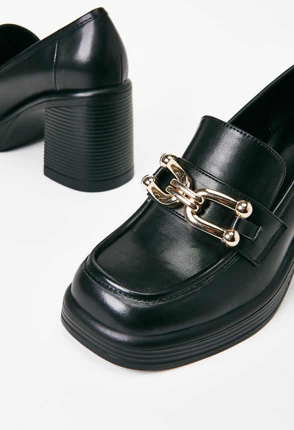 Daria Block Heeled Loafer Court Black