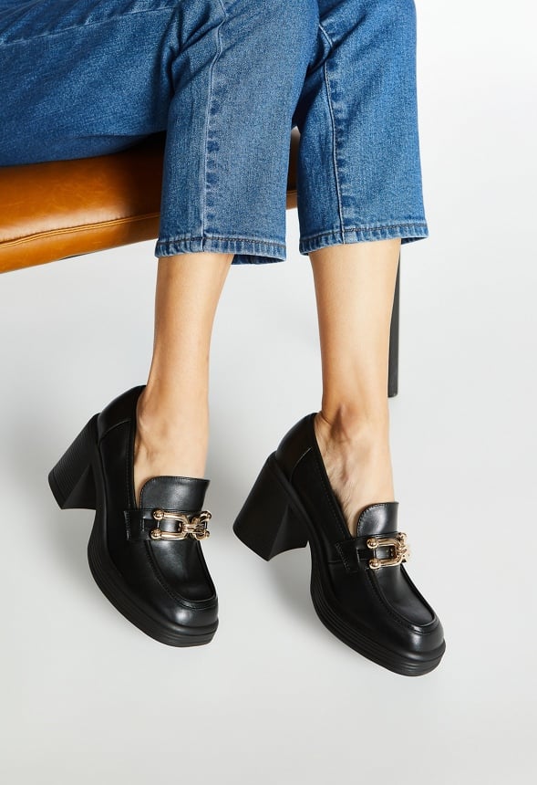 Daria Block Heeled Loafer Court Black