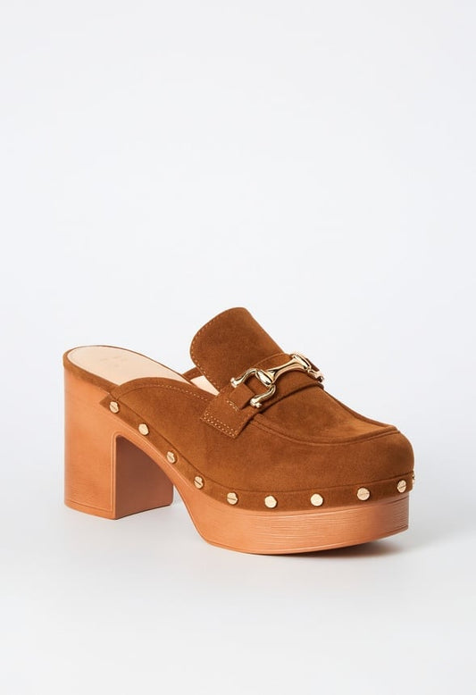 Greta Block Heel Mule Camel