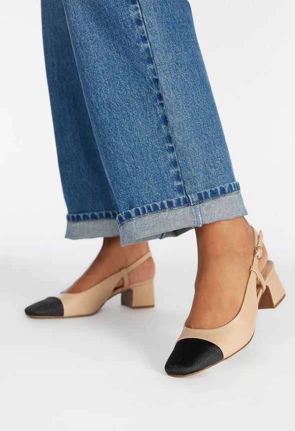 Gracie Slingback Pump New Nude/ Black