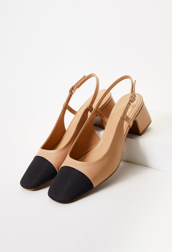 Gracie Slingback Pump New Nude/ Black