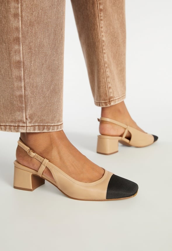 Gracie Slingback Pump New Nude/ Black