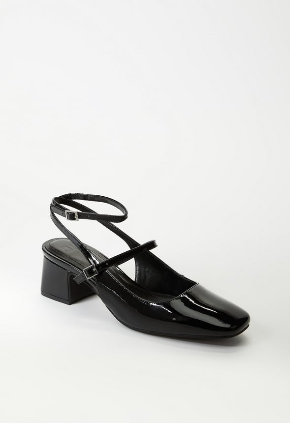 Quinnie Block Heeled Court Black