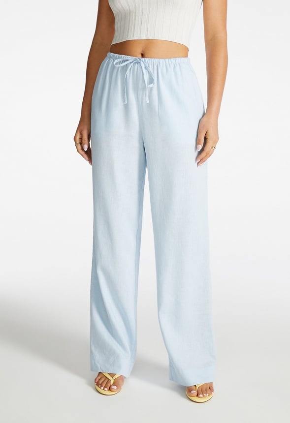 Linen Wide Leg Trousers Skyway