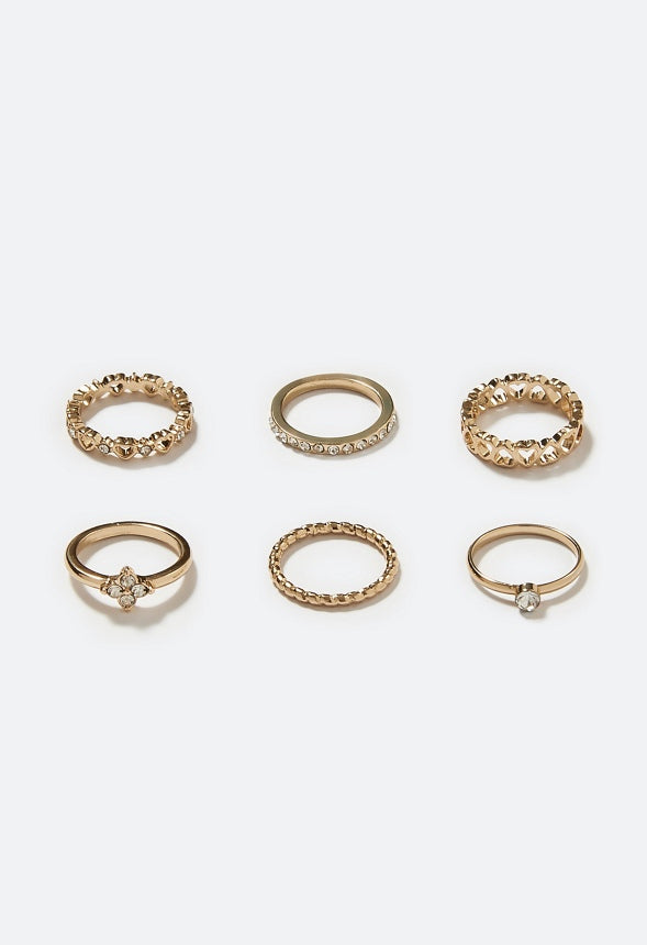 Liana Mixed Rings Crystal/Gold