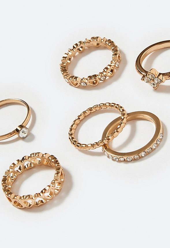 Liana Mixed Rings Crystal/Gold