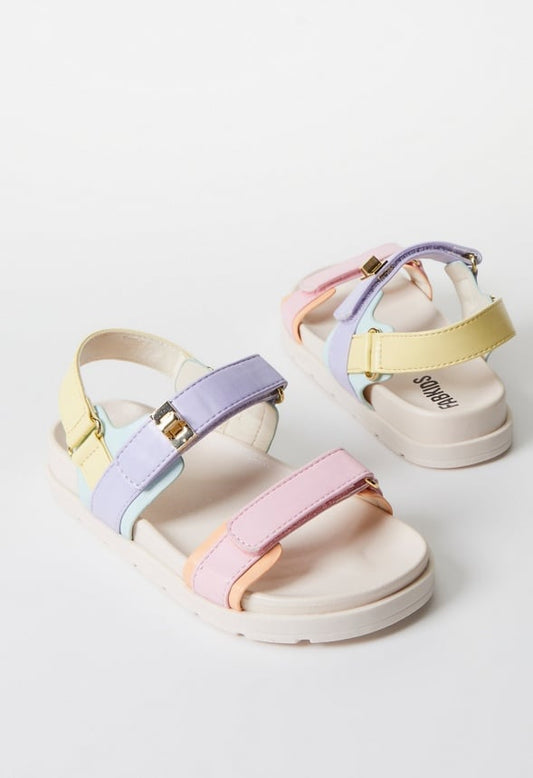 Platform Faux Leather Buckle Sandal Multi