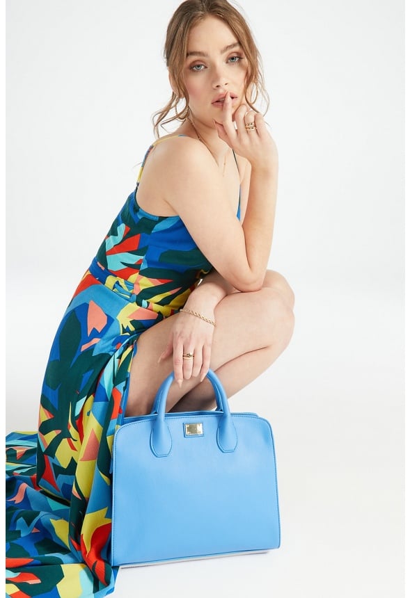 Satchel With Metal Plate Marina Blue