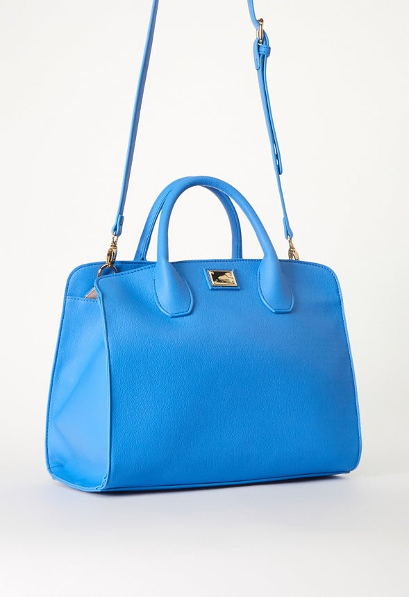 Satchel With Metal Plate Marina Blue
