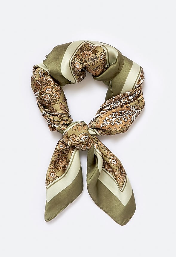 Daya Khaki Paisley Print Scarf Khaki Mix