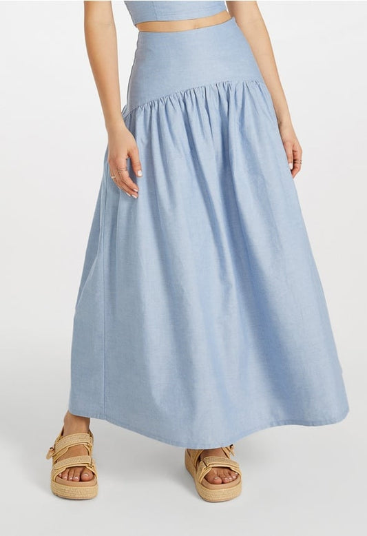 Full A-Line Midi Skirt Oxford Blue