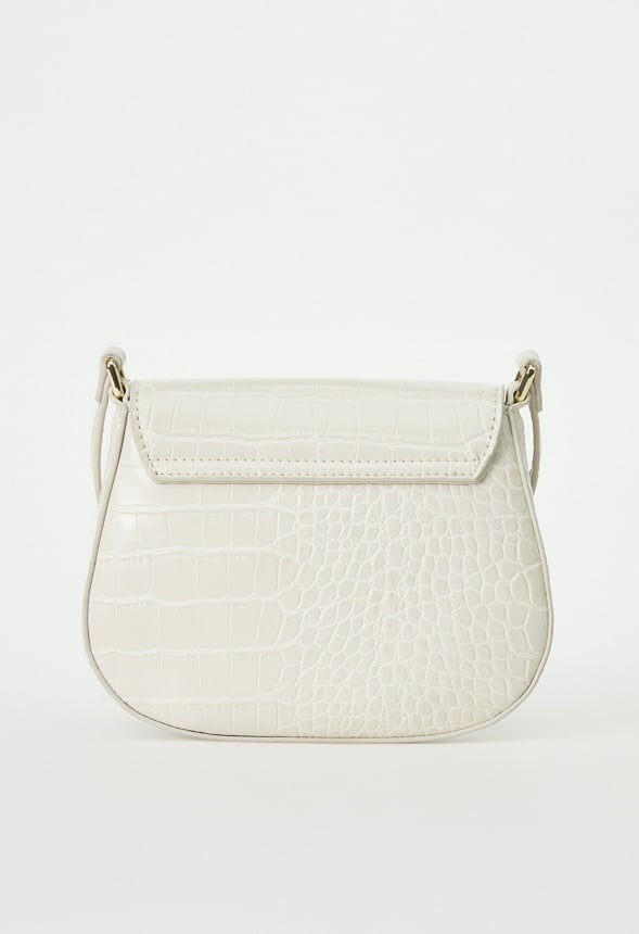 Shoulder Bag With Metal Plate Birch Croc