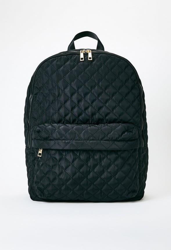 Quilted Nylon Rucksack Black