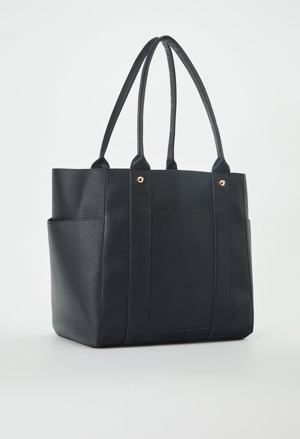 Unlined Multi Pocket Tote Black